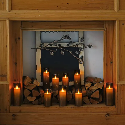Vista 3 de Homemory Velas Decorativas Sin Llama, Velas a Batería con Control Remoto y Temporizador, Velas LED de Pilar Parpadeantes, Plexiglás, Gris, Paquete