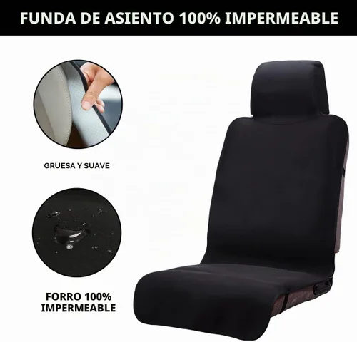 Vista 2 de Funda de asiento impermeable, protector de asiento de automóvil mejorado contra el sudor, perfecto para asiento universal antideslizante de Negro
