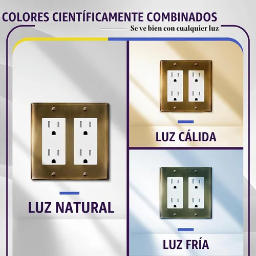 Vista 2 de ENERLITES Placa decorativa doble de metal para interruptor o receptáculo, placa de pared de acero inoxidable, resistente a la corrosión