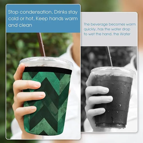 Vista 5 de Emu With Emerald Green Underwater Coral Reef Reusable Insulated Neoprene Iced Coffee Cup Sleeves 3 Sizes Diving Material Cup Durable Beverage Covers