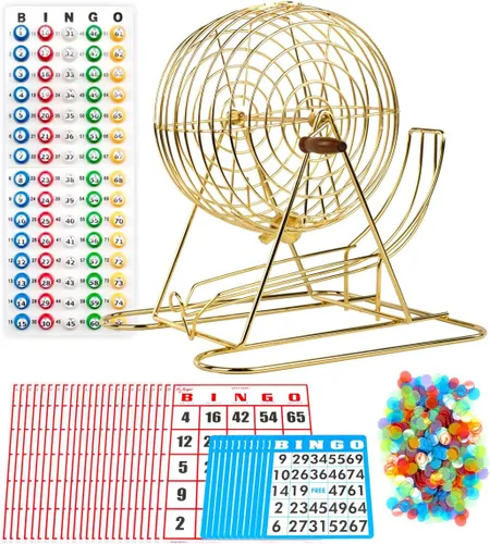 Vista 7 de Juego de bingo Deluxe de Regal Games con bombo, tabla, bolas, 18 tarjetas y fichas