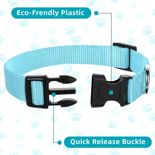 Vista 3 de Buryeah 12 collares de perro a granel para cachorros, de nailon ajustable para perros pequeños y medianos con hebilla de seguridad para perros