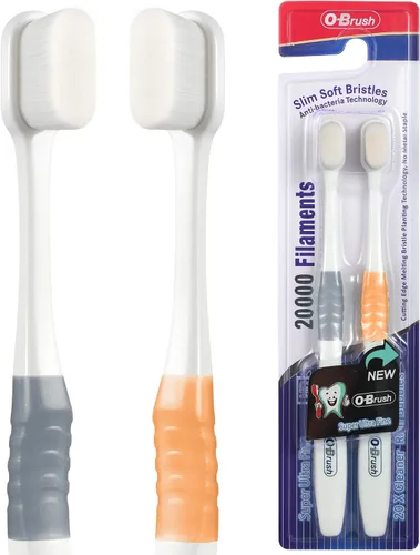 Vista 7 de Cepillo de dientes suave para encías sensibles, cepillo de dientes ultrafino para adultos, embarazadas y ancianos, color verde y puente, paquete de 2