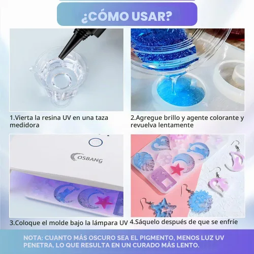Vista 4 de Resina UV Cristal Transparente Fórmula Mejorada de Curado Rápido Ultravioleta para Joyería, Decoración de Manualidades, Pegamento Duro Transparente