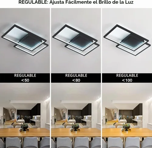 Vista 4 de Lámpara de techo moderna, montaje empotrado negro