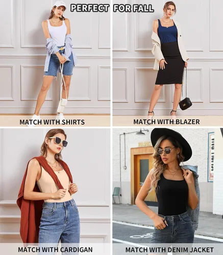 Vista 8 de V FOR CITY Camiseta sin mangas para mujer con brasier acolchado integrado, ajustable, tirantes anchos, camisola de algodón Adjustable Straps Cami