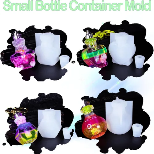 Vista 4 de 4 moldes de silicona para botella agitadora, contenedor de botellas de arena movediza y tapón, moldes de resina UV, mini botella de resina epoxi