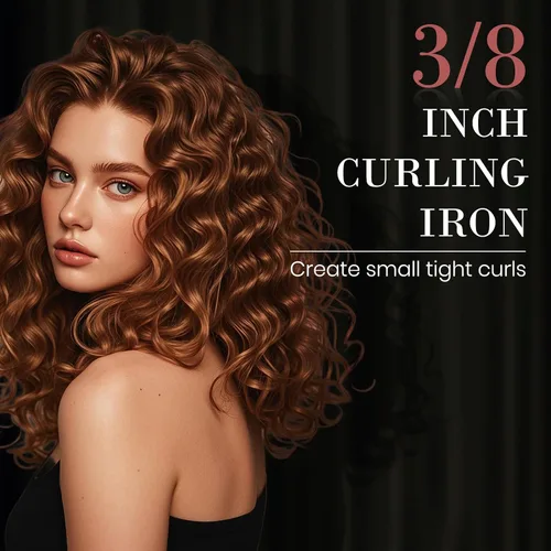 Vista 2 de Ufree Rizador pequeño de 3/8 pulgadas, 9 ajustes de temperatura para cabello largo y corto, rizador de cerámica de barril pequeño con pantalla LCD