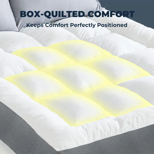 Vista 8 de HYPREST Cubrecolchón individual XL, almohada de algodón refrescante de 4 pulgadas con espuma viscoelástica triturada de 2000 GSM, suave y de apoyo