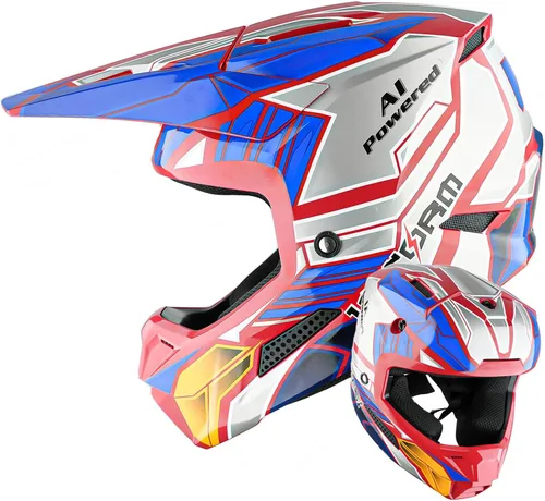 Vista 18 de 1Storm - Casco de motocross para jóvenes, ATV, BMX, MX, motocicleta todoterreno, kart, adolescente, blanco brillante Blanco brillante juvenil