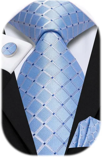 Vista 237 de Hi-Tie Corbatas de seda para hombre, diseño de cachemira a rayas, con bolsillo, gemelos cuadrados, conjunto formal de negocios