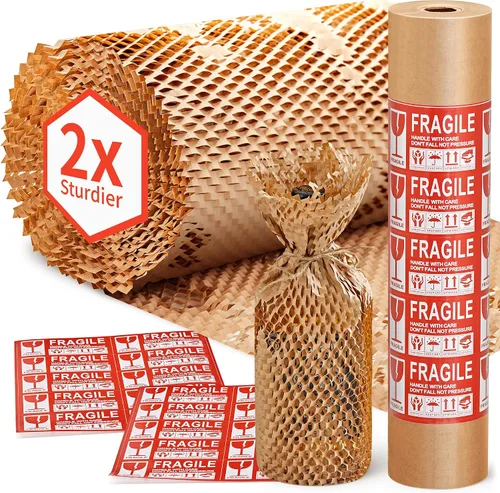 Vista 10 de JARLINK - Papel de embalaje de panal de abeja, rollo de burbujas de 15 pulgadas x 213 pies para embalaje