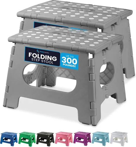 Vista 26 de Handy Laundry Taburete plegable de paso - Taburete plegable lo suficientemente resistente para apoyar a adultos y lo suficientemente seguro