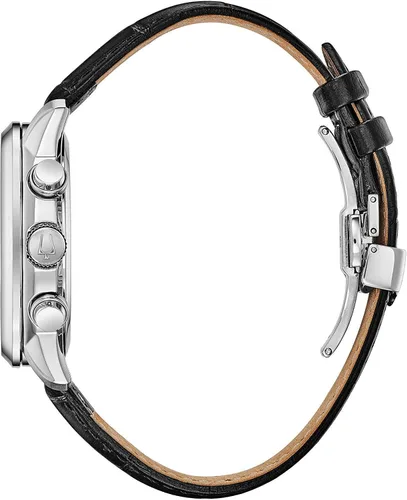 Vista 2 de Bulova Men's Classic Sutton 6-Hand Chronograph Calendar Big Date Leather Strap Quartz Watch, Domed Mineral Crystal, 44mm