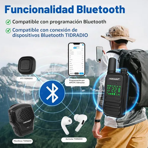 Vista 6 de TIDRADIO TD-M11 Plus Walkie Talkies Long Range,Waterproof/Dustproof,AI Noise Reduction,Web/APP Bluetooth Programming,NOAA,VOX,22CH,for