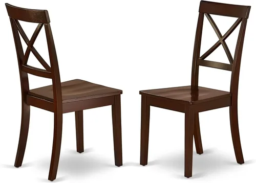 Vista 4 de East West Furniture ANBO5-MAH-W - Juego de comedor de 5 piezas para 4 personas, incluye una mesa de cocina redonda con pedestal y 4 sillas