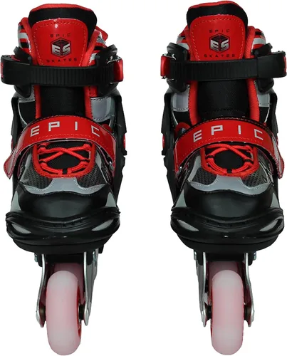 Vista 2 de Epic Skates Drift - Patines en línea ajustables con ruedas con luz LED, negro/rojo, juvenil 1-4