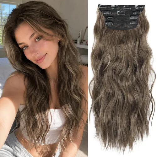 Vista 29 de Extensiones de cabello lacio con clip, suaves y gruesas (20 pulgadas, 4 unidades, 16H613#)