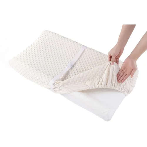 Vista 6 de Funda sólida para cambiador, sábana para cambiador, se adapta a cambiador de pañales contorneado de 32 pulgadas/34 x 16 pulgadas, ultra suave, Beige