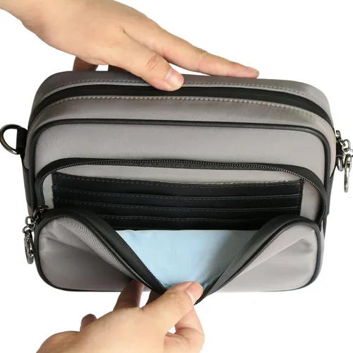 Vista 4 de Bolso cruzado completo antirrobo impermeable con correa ajustable de piel sintética con herrajes clásicos