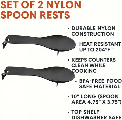 Vista 2 de Juego de 2 cucharas de cocina de nailon para estufa, cucharas de degustación, utensilios para mantener los contadores limpios, resistente al calor