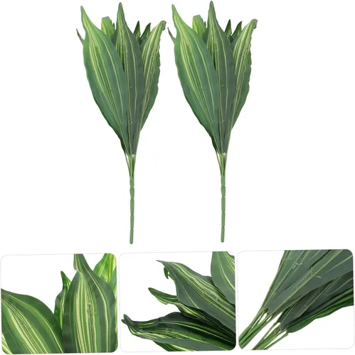 Vista 5 de Garneck 2pcs Artificial Tiger Piranha Interior Fake Plant Película Hoja Green1