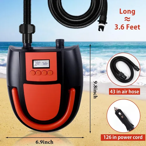 Vista 5 de Paddle Board Pump, SUP Electric Pump,20PSI-22PSI Portable Air Compressor with Auto-Off, Deflation Function, Inflator and Deflator for Inflatables