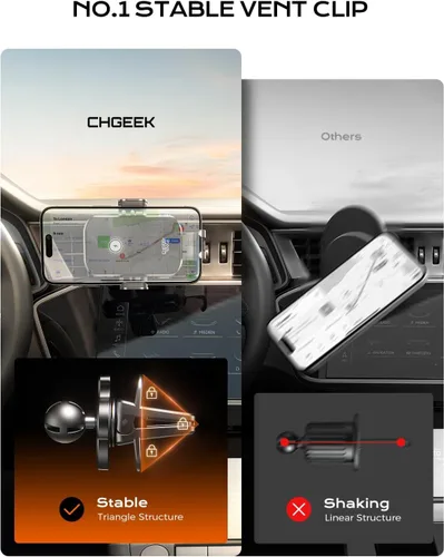 Vista 6 de Soporte inalámbrico con cargador de coche para teléfono, carga rápida de 15W, soporte de teléfono con sujeción automática para el salpicadero