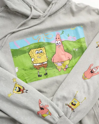 Vista 3 de Nickelodeon Mens SpongeBob and Patrick Fleece Sweatshirt Men and Womens Unisex Pullover Hoodie (Size S-XL)