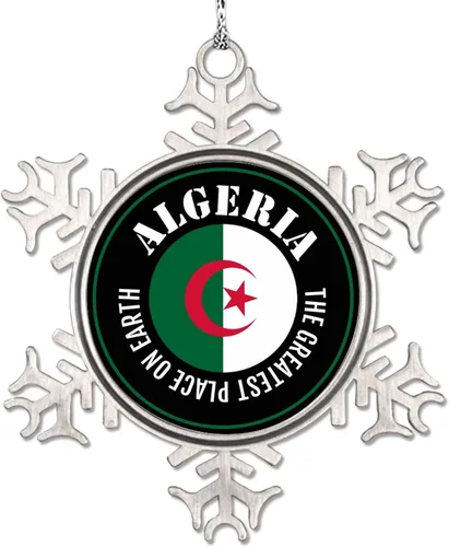Vista 22 de Adornos de copo de nieve de Albania, adornos para árboles de Navidad, bandera de recuerdo de ciudad, adornos de Navidad personalizados, colgante