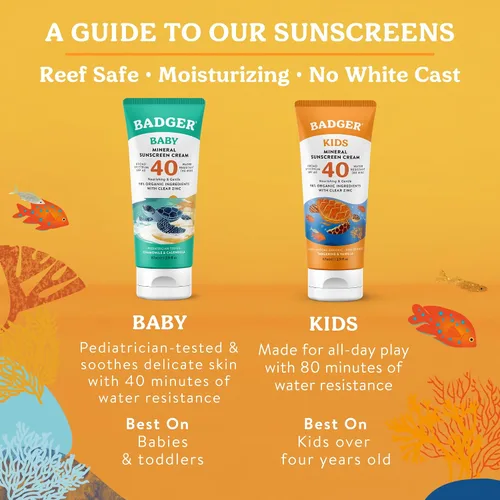 Vista 8 de Badger SPF 35 - Crema de protección solar deportiva de zinc transparente, 80 minutos de resistencia al agua, sin perfume, tubo de 2.9 onzas, Niños