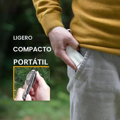 Vista 8 de Roxon C1 3 en 1 Utensilios de Camping Vajilla Desmontable Cuchillo Cuchara Tenedor para Camping al Aire Libre y Senderismo Magnetic Folding