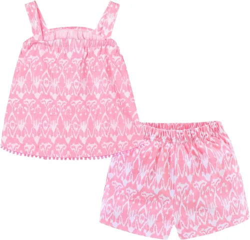 Vista 98 de LittleSpring Conjunto de verano para niñas con camiseta sin mangas y pantalones cortos florales