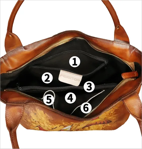 Vista 4 de Bolso de hombro de cuero genuino para mujer, bolso de cuero pintado a mano, bolso de mano para trabajo, bolso casual