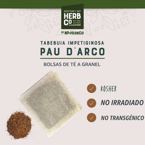Vista 3 de Pau D'Arco - Té de hierbas natural, 200 bolsas de 1 libra (Tabebuia Impetiginosa) (corteza interior), aproximadamente 200 bolsas de té individuales