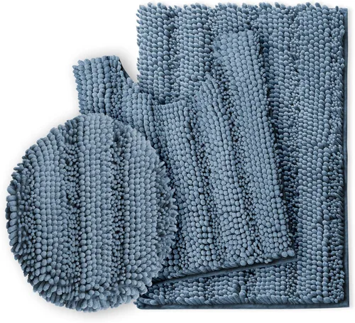 Vista 16 de Clara Clark Tapetes para baño de felpilla, tapetes de baño de felpa ultra suaves, lavables a máquina, con parte trasera antideslizante, 44 x 26 Negro