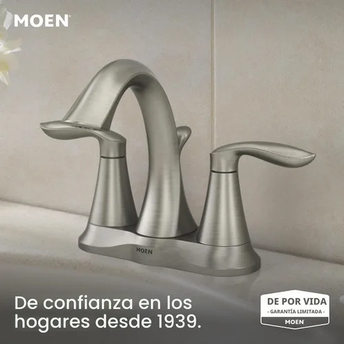 Vista 2 de Moen 6410ORB Eva - Llave de lavamanos de dos mandos con conjunto de drenaje