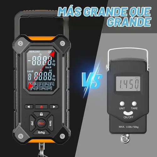 Vista 8 de Báscula digital de pesca de 8 ranuras con pinza de labios y memoria de Negro