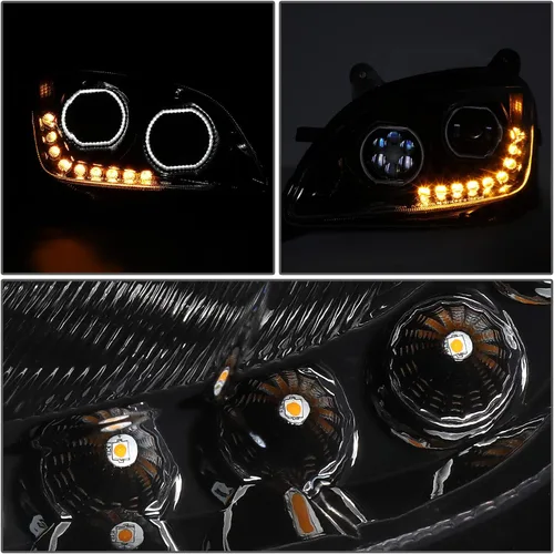 Vista 6 de DNA MOTORING HL-HAY-013-BK - Par de anillos de halo LED duales, señales de giro secuenciales, faros delanteros para proyector de haz alto/bajo, Negro