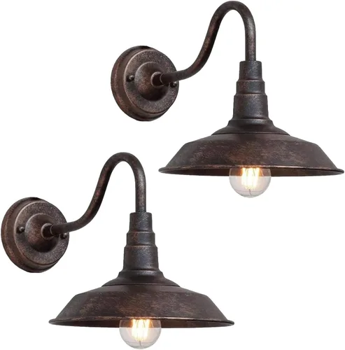 Vista 9 de Lámpara de pared para exteriores, faroles de pared de cuello de cisne de hierro de 9.8 pulgadas, luces retro E26, iluminación de pared
