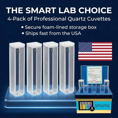 Vista 6 de Cubetas para espectrofotómetro, paquete de 4, absorción celular de espectrómetro de 0.1 fl oz para estudios de absorción UV-VIS, rango de longitud