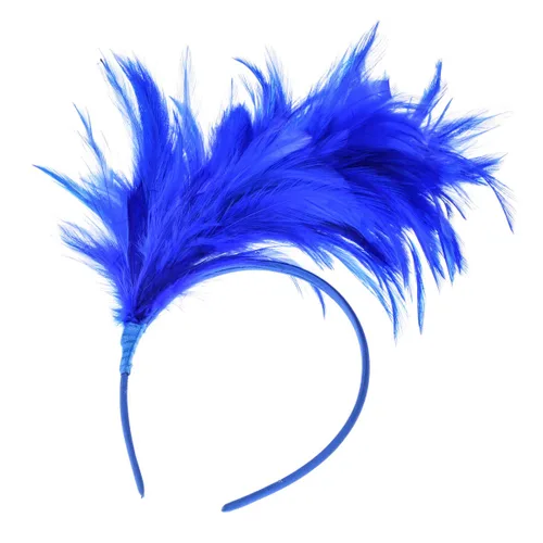 Vista 2 de Merroyal 1920s Fascinator Feathers Headband for Women Party Favors (Blue)
