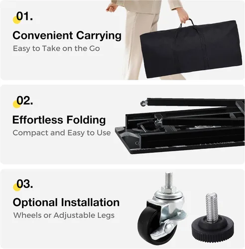 Vista 5 de Mesa de manicura plegable portátil con colector de polvo, escritorio de tecnología de uñas rodante con lámpara LED, reposamuñecas, ruedas