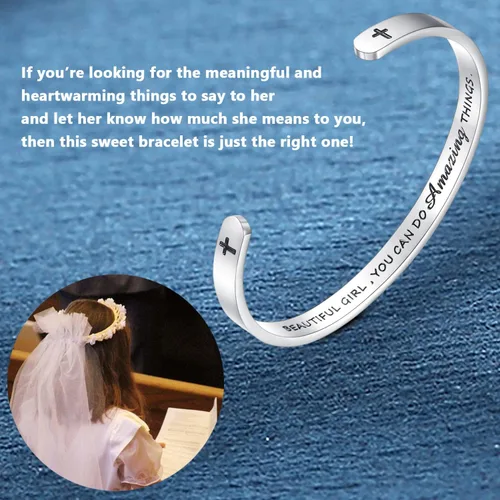 Vista 3 de Pulseras grabadas personalizadas para niñas y mujeres, regalos de joyería para hija, nieta, esposa, mamá, hermana cristiana, amigas, compañeras