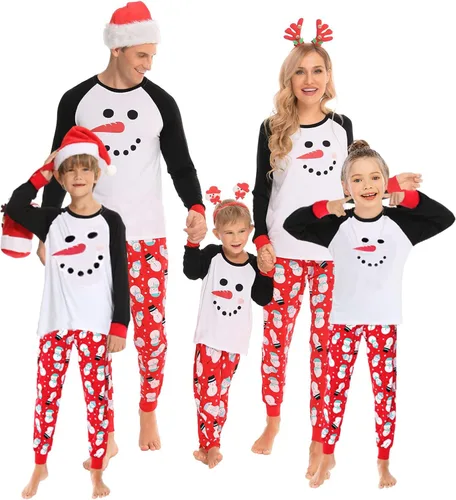 Vista 8 de SWOMOG Pijamas de Navidad familiares a juego, pijamas de Navidad para la familia, parejas, ropa de dormir para adolescentes