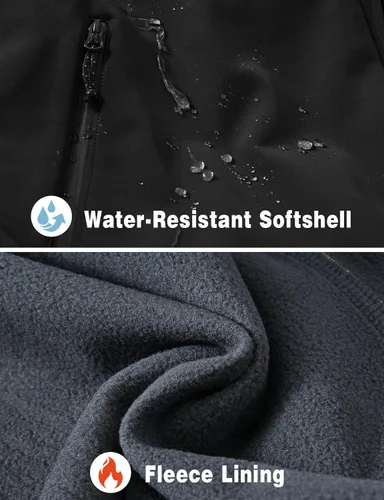 Vista 3 de Rdruko Chaqueta Softshell para hombre, con cremallera completa, impermeable, senderismo, escalada, con capucha