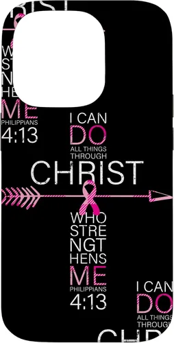 Vista 17 de Breast Cancer Phone Cases Women Philippians 4:13 Pink Cancer Case for iPhone 17