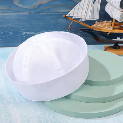 Vista 7 de SATINIOR Sombreros de marinero blancos sombreros de capitán azul marino sombrero de yate para adolescentes y adultos sombrero de pernacé disfraz