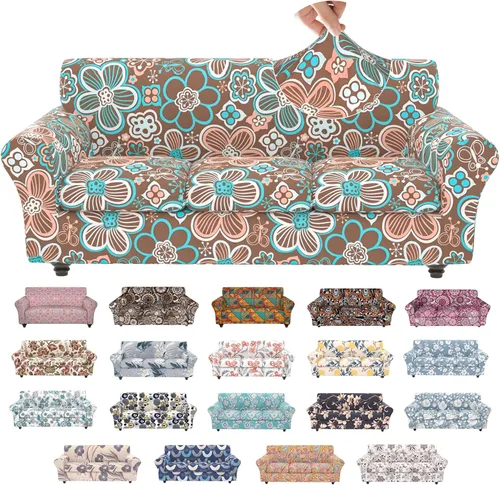 Vista 22 de Fundas elásticas para silla, fundas elásticas para sillón de 2 piezas, fundas de sofá lavables con diseño floral para sillón, protector de muebles
