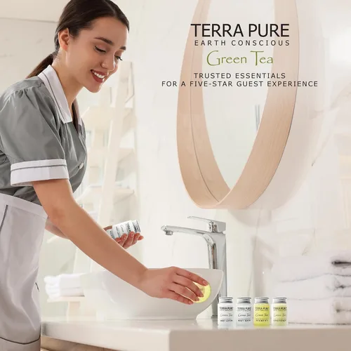 Vista 7 de Terra Pure Juego de jabones y artículos de tocador para hotel a granel Kit de amenidades 1-Shoppe Champú y acondicionador de 1 oz, gel de baño